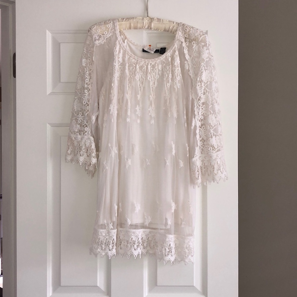 Super cute boho lace sheer tunic